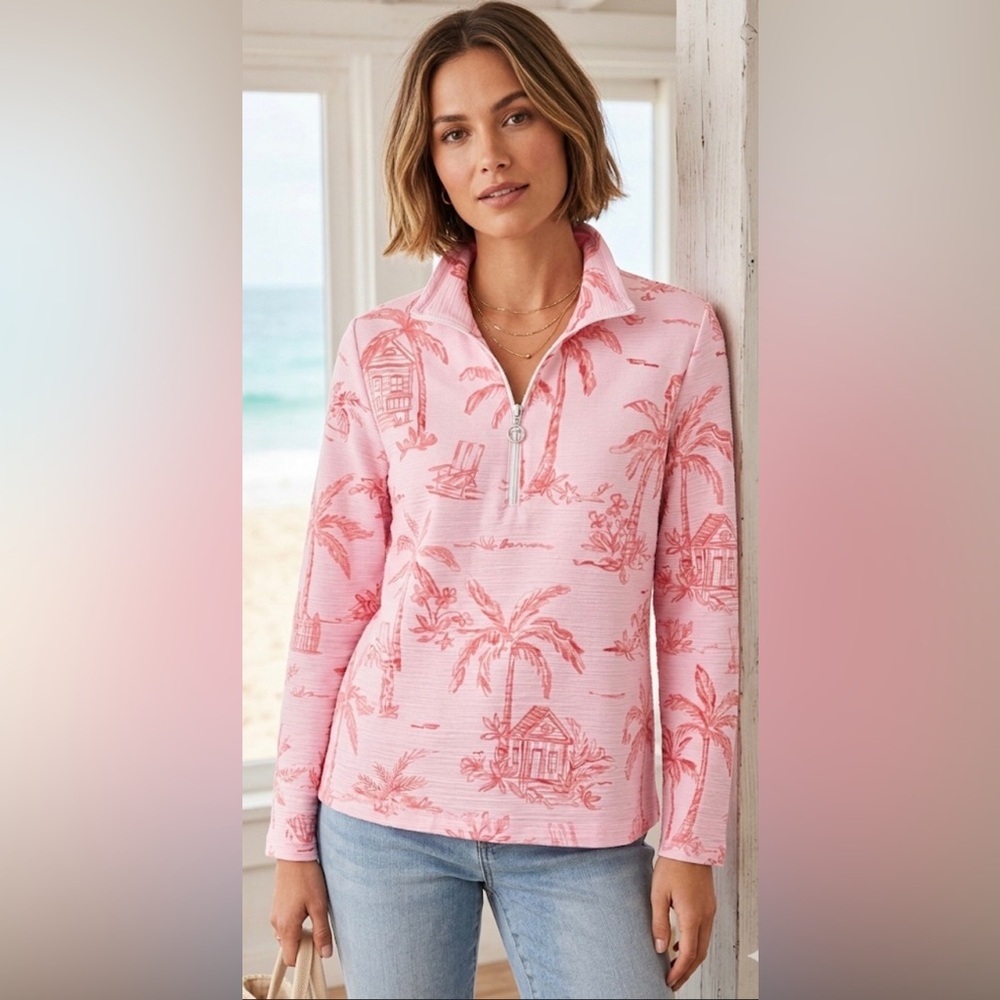 Talbots Cozy Crush Pullover in Beach Villa Print